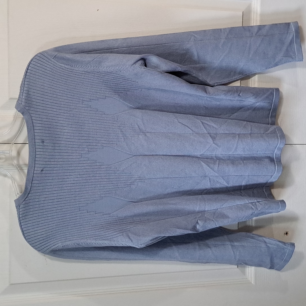 Pendleton silk blend v-neck cardigan sweater - silver gray blue - M - Picture 5 of 8